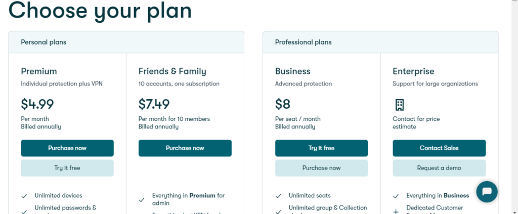 Pricing and plans